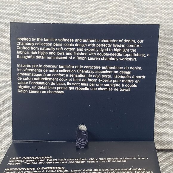 Ralph Lauren Home Workshirt Chambray King Fitted Sheet Blue, Size 78"x 80"x 18" - Picture 7 of 16